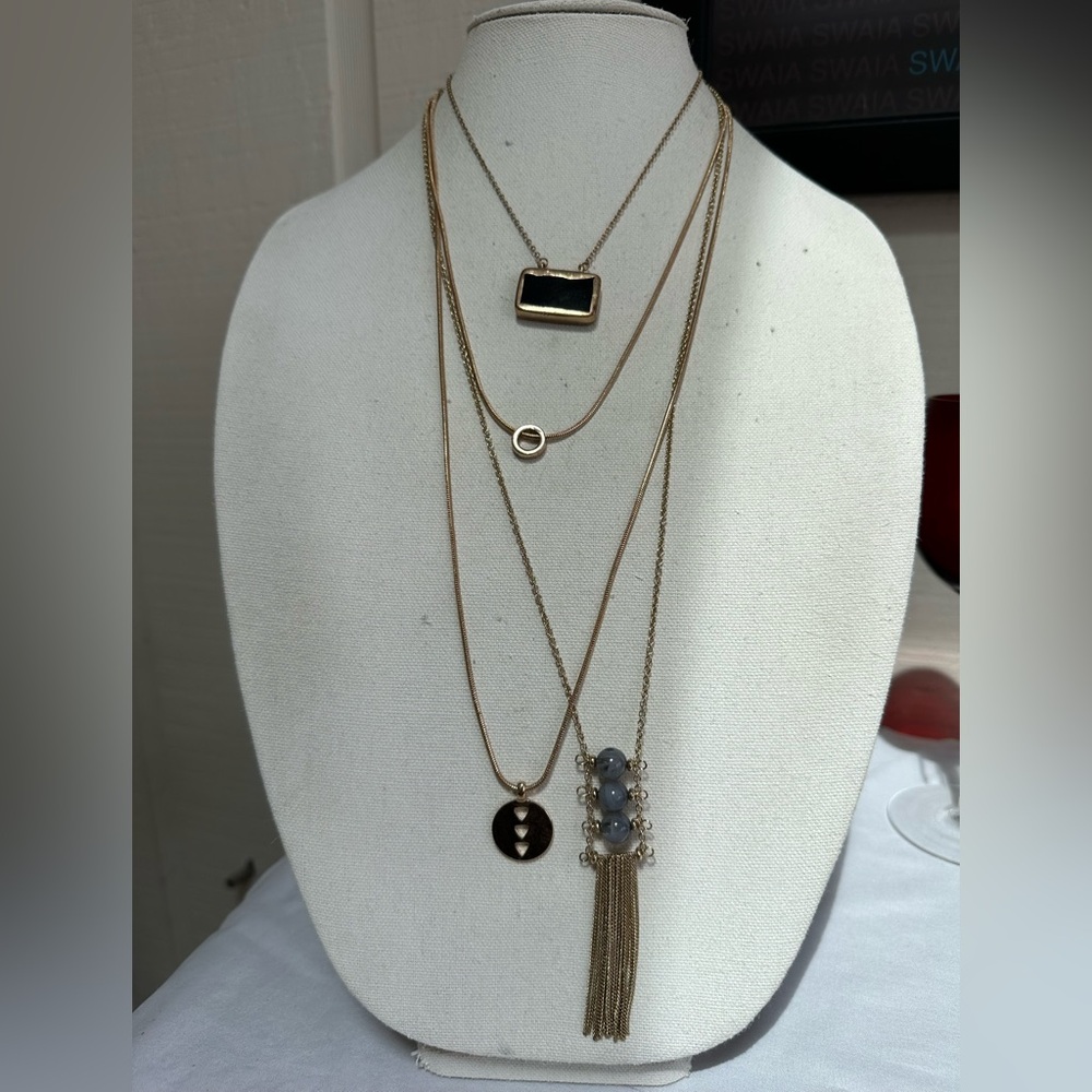 Three fun casual neutral vibe necklaces